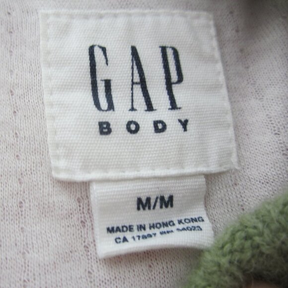 Vtg Gap Body Women M Ivory Green Pink Long Sweater Coat Cardigan Fair Isle Lined - Picture 3 of 12